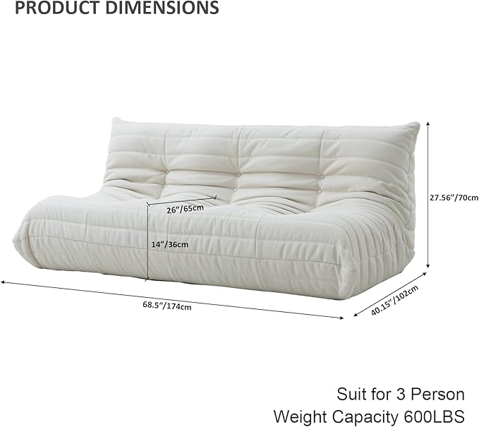 Luxury Sofa Couch Chair, Lazy Floor Seating, Fireside Bean Bag Chair, Ergonomic - Image 2