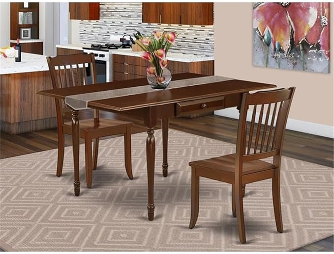 East West Furniture MZDA3-MAH-W 3 Piece Dining Room Furniture Set Contains a - Image 2