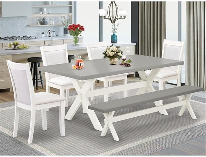 East West Furniture X097MZ001-6 6 Piece Kitchen Table Set Contains a Rectangle - Image 2