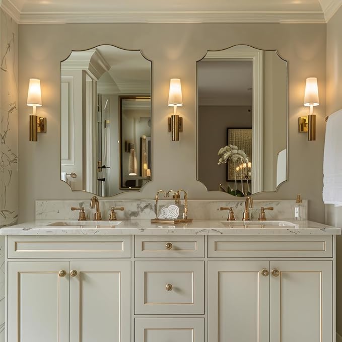 Gold Bathroom Mirror, Curved Mirror in Anti-Rust SUS304, Thin Metal Framed - Image 8