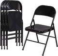 VECELO Metal Folding Chairs 4 Pack, Double Hinged Steel Frame Easy by VECELO