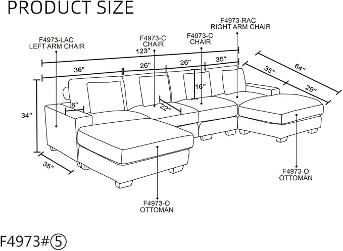 Sectional Couches for Living Room, Stylish Sectional Loveseat Sofa - Image 2