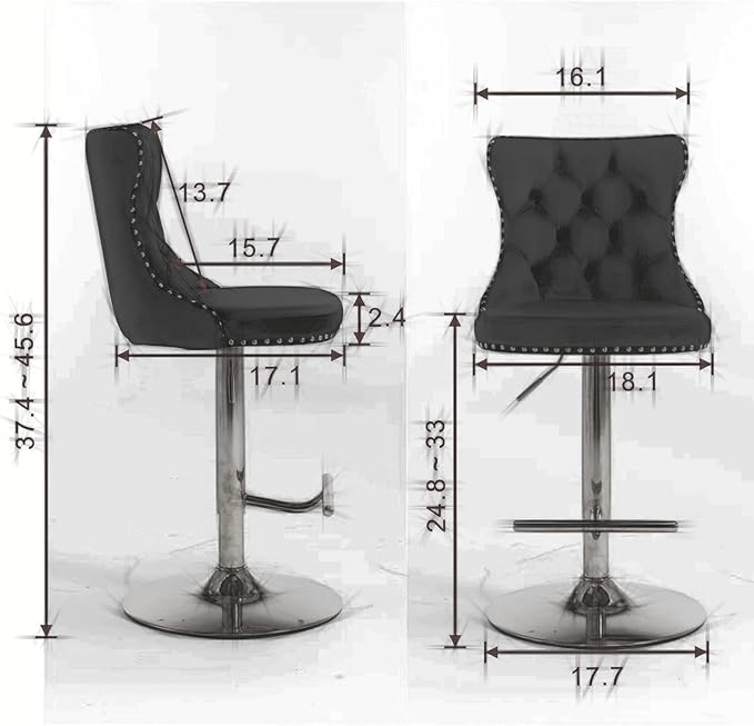 PacknWood Acosure Golden Swivel Velvet Barstools Adjusatble Seat Height from - Image 2