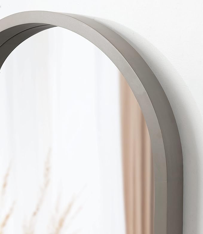 Kate and Laurel Hutton Farmhouse Wood Arched Mirror; 20 x 30; Gray; Decorative - Image 6