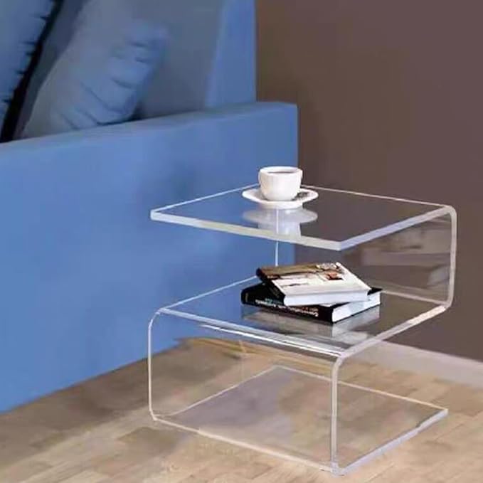 Acrylic Side Table, 17.7" H S-Shaped end Table - Image 4
