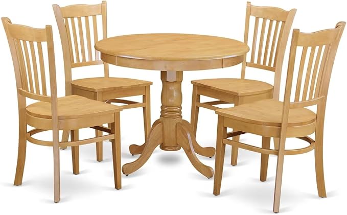 East West Furniture ANGR5-OAK-W 5 Piece Kitchen Table & Chairs Set Includes a by EastWestFurniture