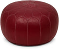 Stuffed Round Design Moroccan Leather Pouf Ottoman, Pre-Filled, 100% Genuine by Unknown
