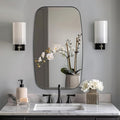 ANDY STAR Oval Bathroom Mirror, 24x32’’ Matte Black Metal Frame Oblong Mirror by ANDYSTAR