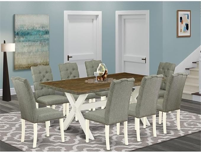 East West Furniture X077EL207-9 9 Piece Kitchen Table Set Includes a Rectangle - Image 2