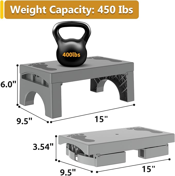 Folding Step Stool for Adults Kids, Heavy Duty Non-Slip Foldable Stepping Stool - Image 2