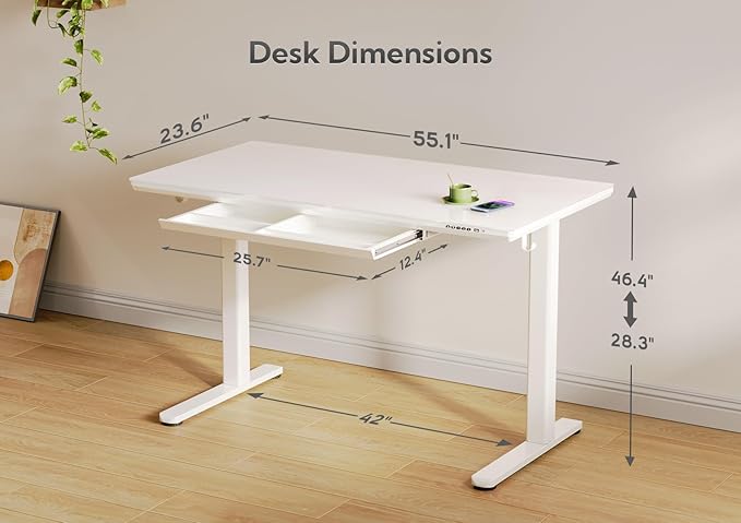 INNOVAR Wireless Charging Glass Standing Desk - Image 6
