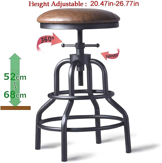 Diwhy Industrial Vintage Counter Stool, Kitchen Counter Height Adjustable - Image 4