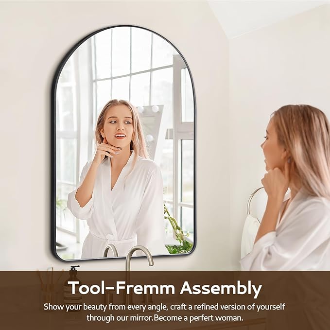 Arched Wall Mirror 24"X36", Modern Farmhouse Mirror Wall Mounted, Curved Arch - Image 6