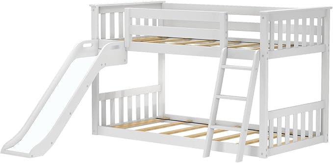 Max & Lily Solid Wood Twin Over Twin Size Low Bunk Beds - Image 4