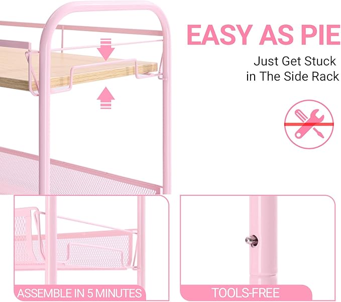 KINGRACK 4-Tier Metal Rolling Utility Cart, Easy Assembly, Waterproof, - Image 4