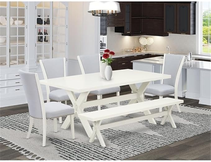 East West Furniture X027VE005-6 6 Piece Kitchen Table & Chairs Set Contains a - Image 2