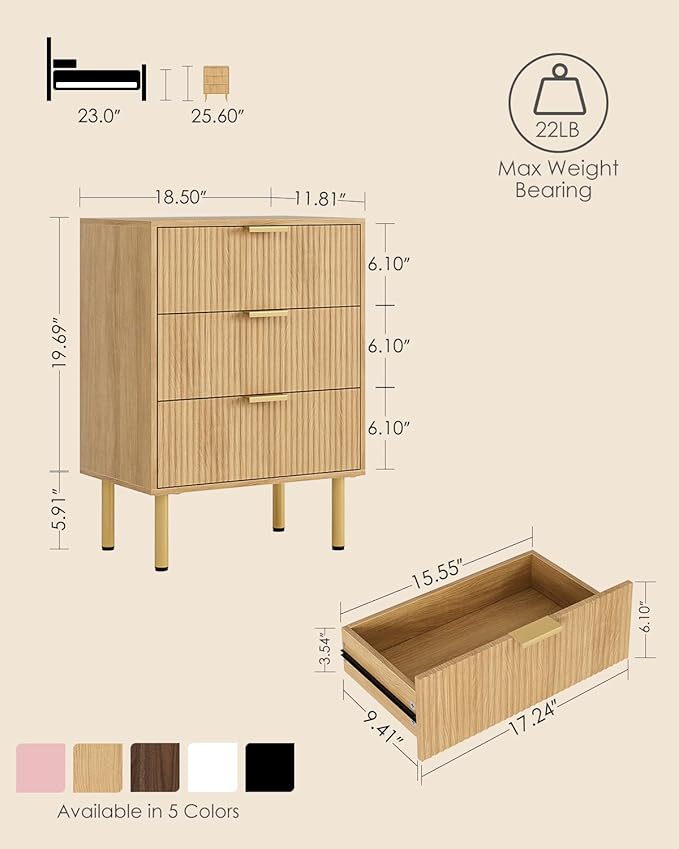 Night Stand, Tall Bedside Table - Image 2