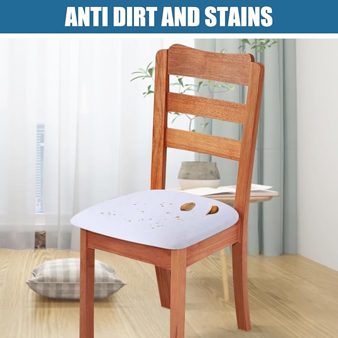 Smiry Velvet Seat Covers for Dining Room Chair Set of 4, Stretch Fit Removable - Image 3