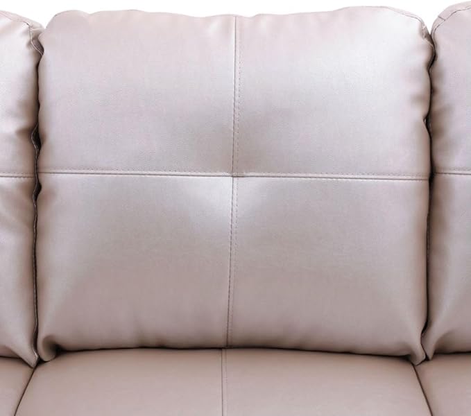 Latte L-Shaped 3-Piece Faux Leather Sofa - Image 6
