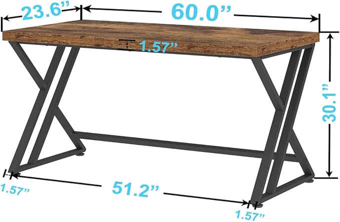 LVB Rustic Wood Computer Desk, Metal Home Executive Office Desk, Industrial - Image 2
