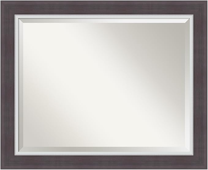 Amanti Art Brown Wall Mirror 28x34 Ellie Brown Silver Rectangle Bathroom Mirror by AmantiArt