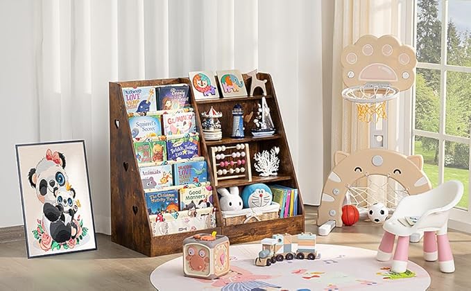 Lerliuo 4 Tier Kids Bookshelf and Storage Organizer, Five Layer Sling Children - Image 2
