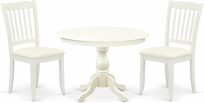 East West Furniture HBDA3-LWH-C 3 Piece Dining Room Table Set Contains a Round by EastWestFurniture