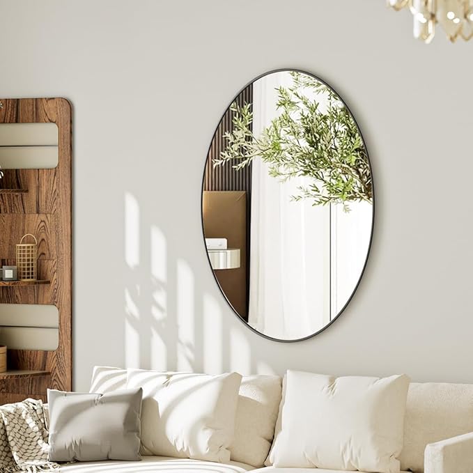 Koonmi Black Oval Bathroom Mirror, Oval Mirror - Image 7