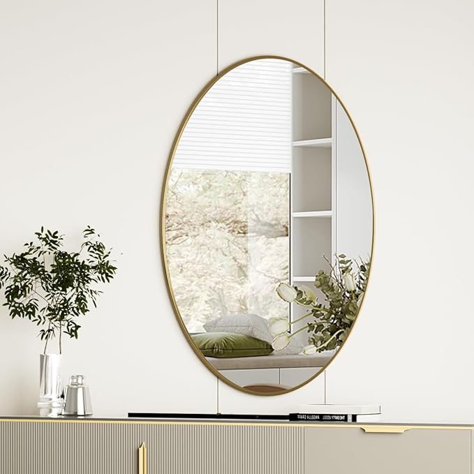 Koonmi Gold Oval Bathroom Mirror, Oval Mirror by KOONMI