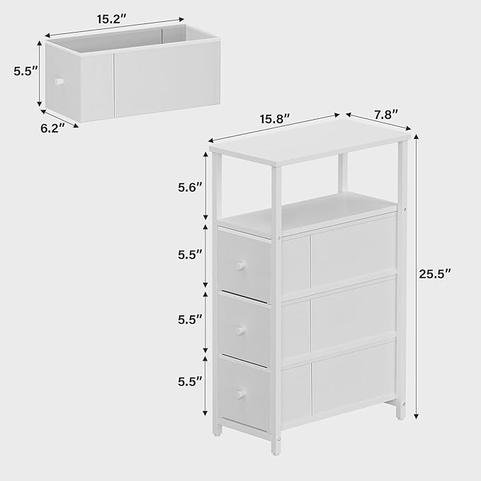 TUTOTAK Narrow Night Stand, Slim End Table, Tall Side Table - Image 3