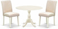 East West Furniture DMAB3-LWH-02 3 Piece Dining Table Set Contains a Round by EastWestFurniture