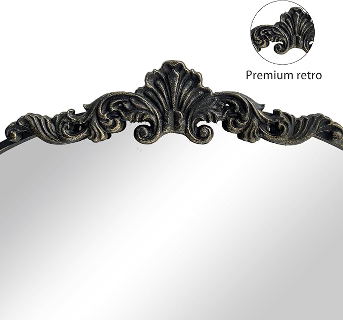 WAMIRRO Arched Mirror, Antique Brass Mirrors - Image 2