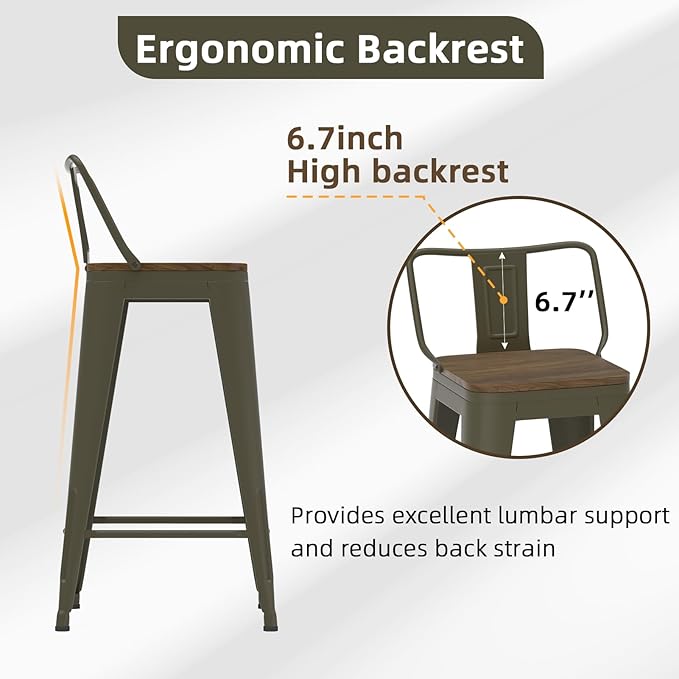 26 Inch Swivel Bar Stools Set of 4, Counter Height Bar Stools - Image 4