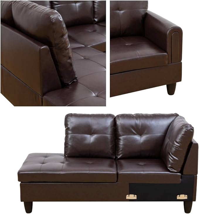 Convertible Leather Sectional Couch, Modern L Shaped Couch - Image 6