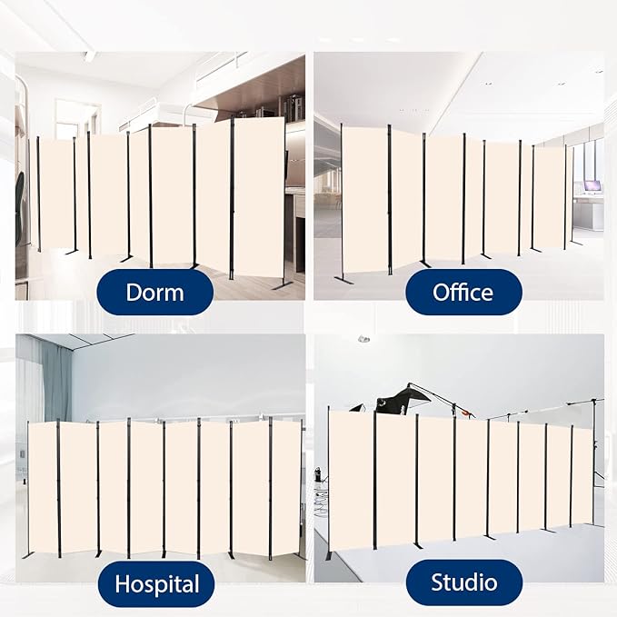 Room Divider and Folding Privacy Screens， Large 8 Panel Room Divider Wall Screen - Image 6