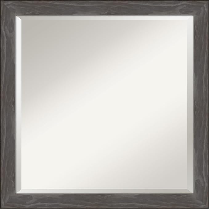 Amanti Art Grey Wall Mirror 23x23 Woodridge Rustic Grey Square Bathroom Mirror by AmantiArt