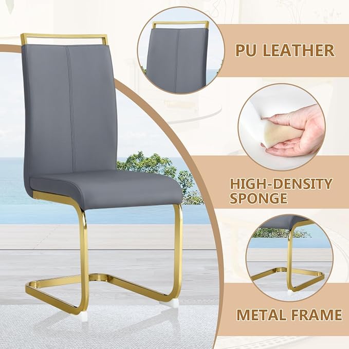 Dining Chairs Set of 8, Faux Leather - Image 4
