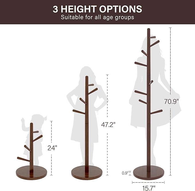 CozyDH Coat Rack Freestanding Solid Wood Coat Rack Stand, Coat Tree Freestanding - Image 2