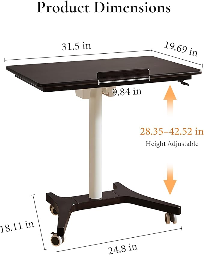 Adjustable Computer Desk, Solid Wood Folding Desk - Image 2