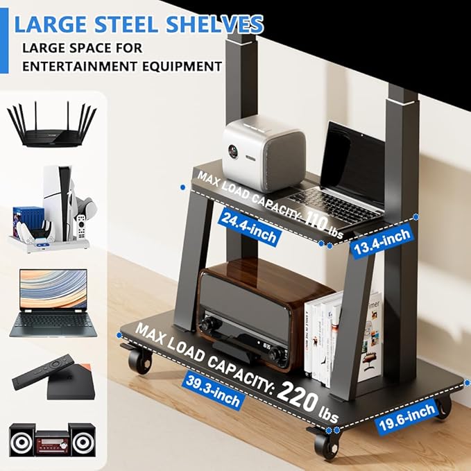 Mobile TV Cart Rolling TV Stand - Image 5