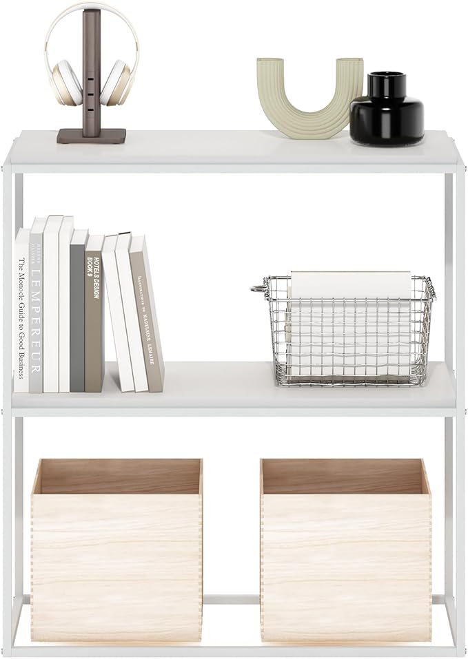 Furinno Moretti Modern Lifestyle Wide Stackable Shelf, Solid White/White - Image 4