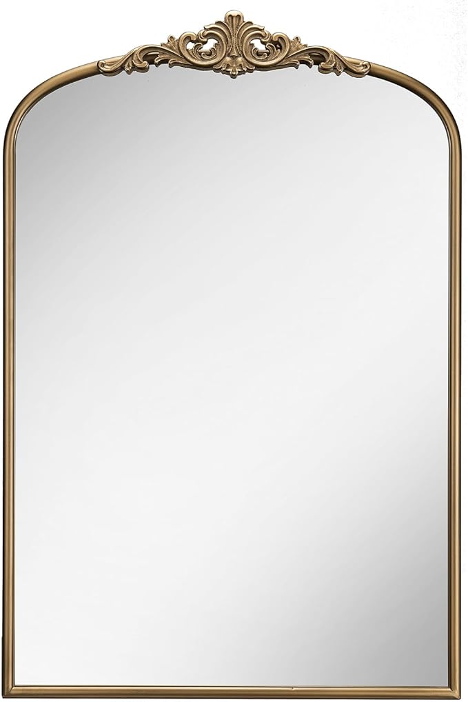 Arched Antique Wall Mirror, Ornate Arch Bronze Mirror - Image 9