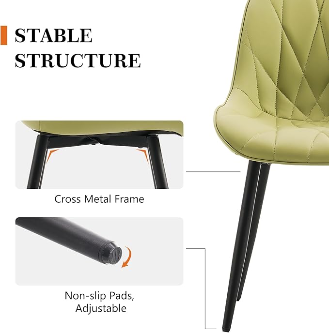 Rowill Modern Dining Chairs Set of 2 Upholstered Faux Leather Kitchen Chairs - Image 4