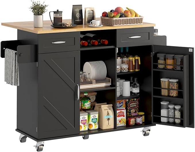 51.5'' Rolling Kitchen Island by KNOWORLD