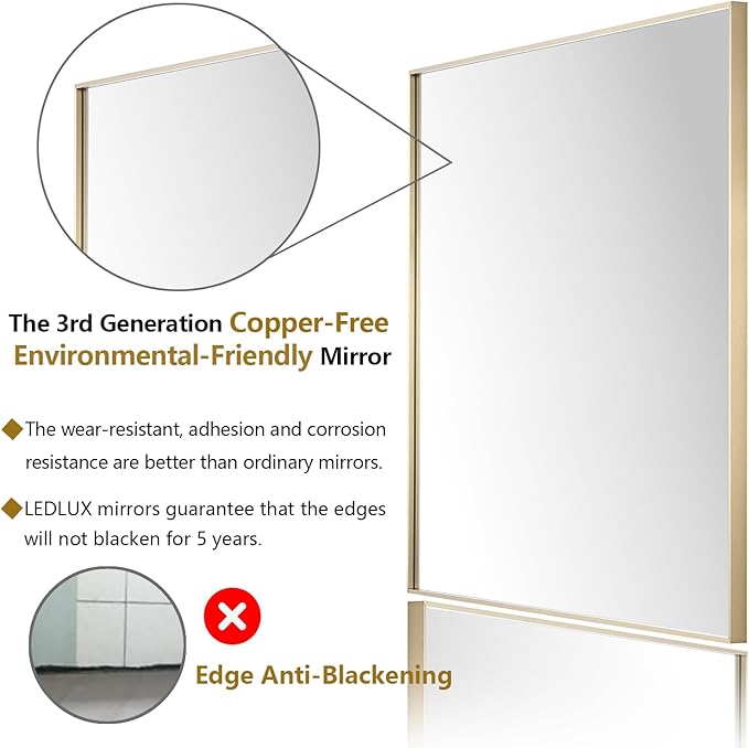 24x30 Inch Gold Bathroom Mirror - Image 2