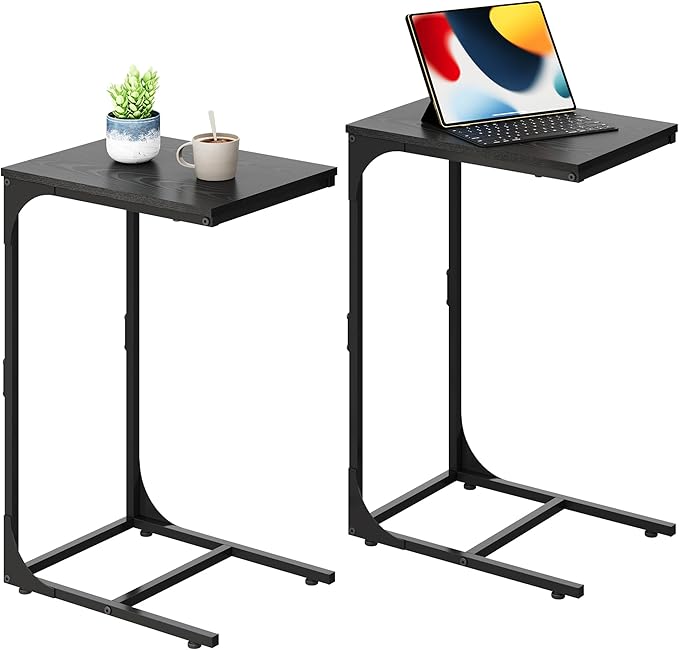 WLIVE C-Shaped End Table Set of 2, Small Couch Side Tables by WLIVE