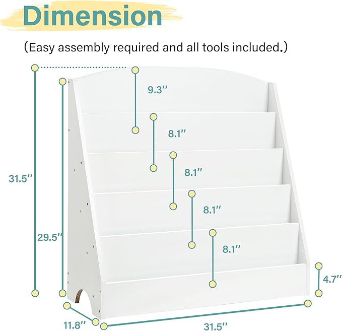 TOETOL 5-Tier Kids Bookshelf - Image 2