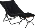 Tiita Folded Chair with Ottoman, Soft Faux Fur Oversized Folding Accent Chair by TiitaHome