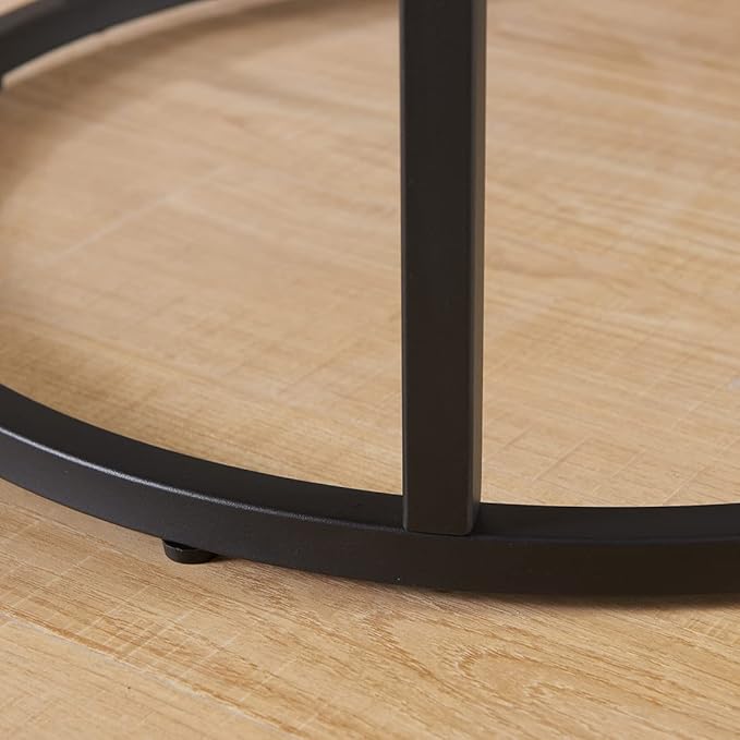 CENSI 24" Round Nesting Table, Accent Coffee Table, French Oak Grey Wood Finish - Image 5