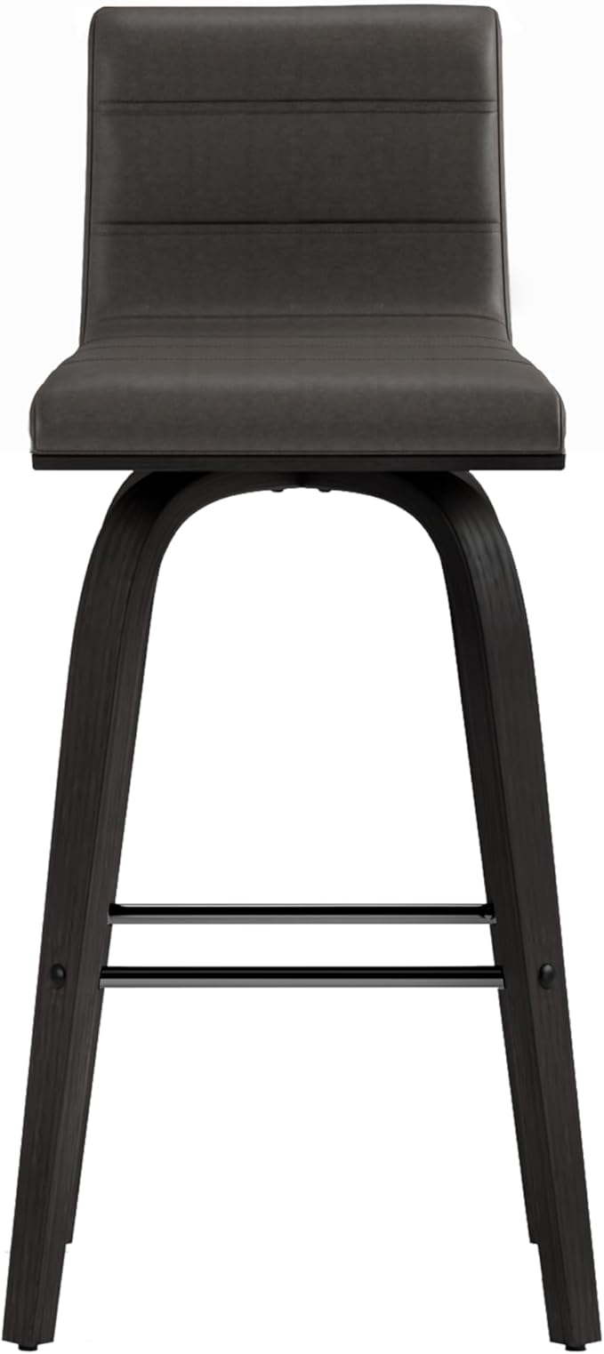 Armen Living Vienna 26" Swivel Counter Stool in Black Wood Finish - Image 7